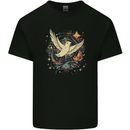 Freedom Dove in a Cosmic Wreath Peace Love Kids T-Shirt Childrens Black