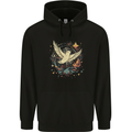 Freedom Dove in a Cosmic Wreath Peace Love Mens 80% Cotton Hoodie Black