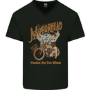 Freedom Has Two Wheels Motorcycle Biker Mens V-Neck Cotton T-Shirt Black
