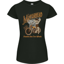 Freedom Has Two Wheels Motorcycle Biker Womens Petite Cut T-Shirt Black