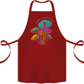 Freedom Is a State of Mind Magic Mushrooms Cotton Apron 100% Organic Maroon