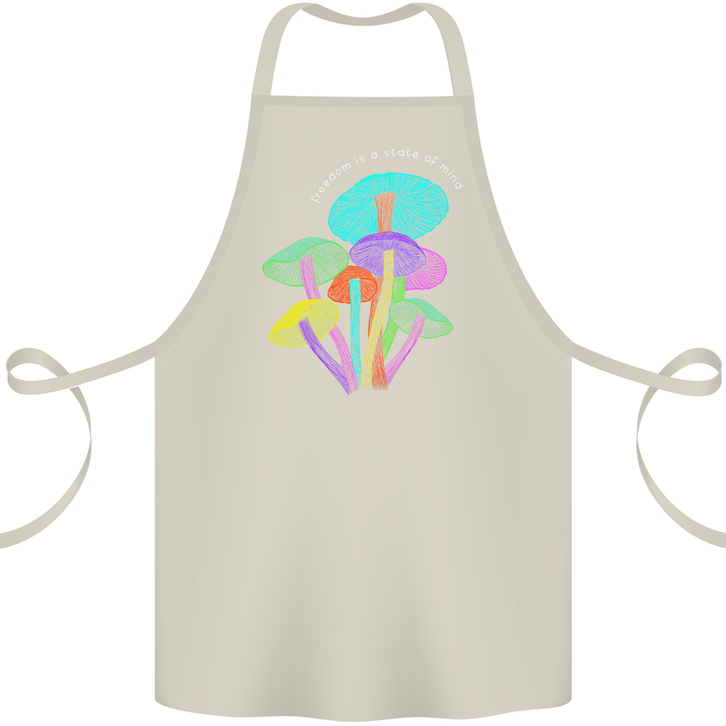 Freedom Is a State of Mind Magic Mushrooms Cotton Apron 100% Organic Natural