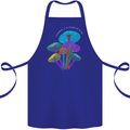 Freedom Is a State of Mind Magic Mushrooms Cotton Apron 100% Organic Royal Blue