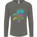Freedom Is a State of Mind Magic Mushrooms Mens Long Sleeve T-Shirt Charcoal