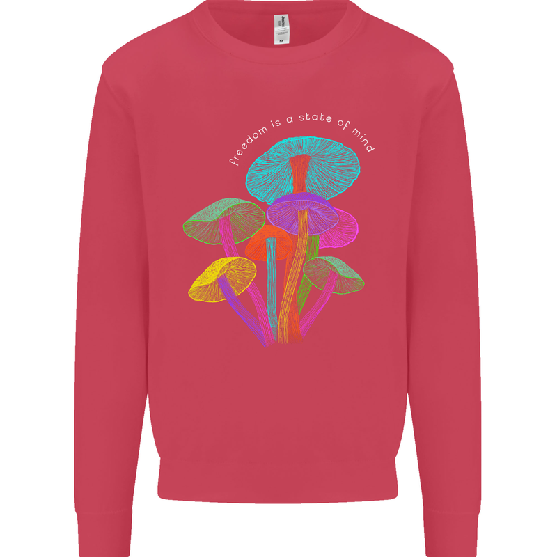 Freedom Is a State of Mind Magic Mushrooms Mens Sweatshirt Jumper Heliconia