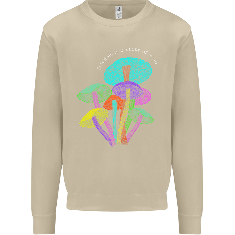 Freedom Is a State of Mind Magic Mushrooms Mens Sweatshirt Jumper Sand