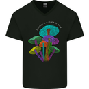 Freedom Is a State of Mind Magic Mushrooms Mens V-Neck Cotton T-Shirt Black