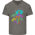 Freedom Is a State of Mind Magic Mushrooms Mens V-Neck Cotton T-Shirt Charcoal