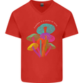 Freedom Is a State of Mind Magic Mushrooms Mens V-Neck Cotton T-Shirt Red