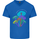 Freedom Is a State of Mind Magic Mushrooms Mens V-Neck Cotton T-Shirt Royal Blue