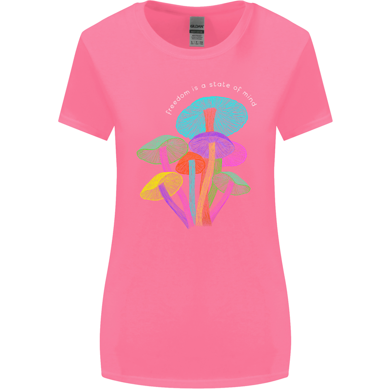 Freedom Is a State of Mind Magic Mushrooms Womens Wider Cut T-Shirt Azalea