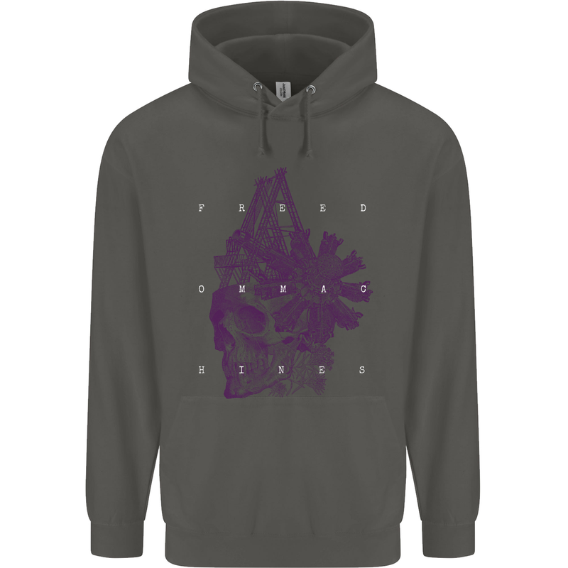 Freedom Machines Skull Childrens Kids Hoodie Storm Grey