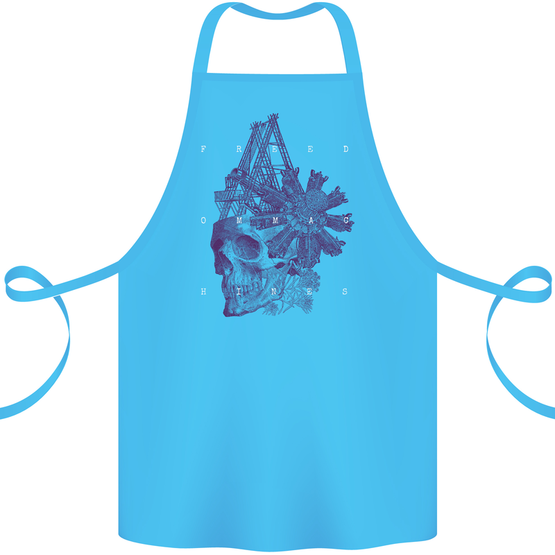 Freedom Machines Skull Cotton Apron 100% Organic Turquoise