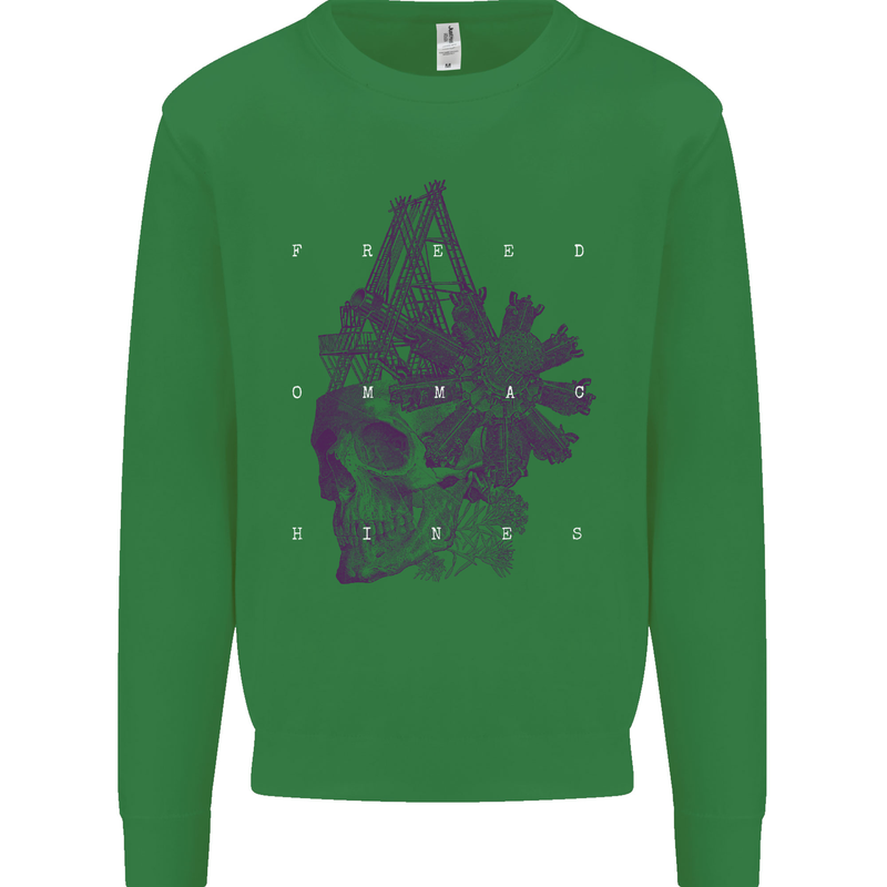 Freedom Machines Skull Kids Sweatshirt Jumper Irish Green