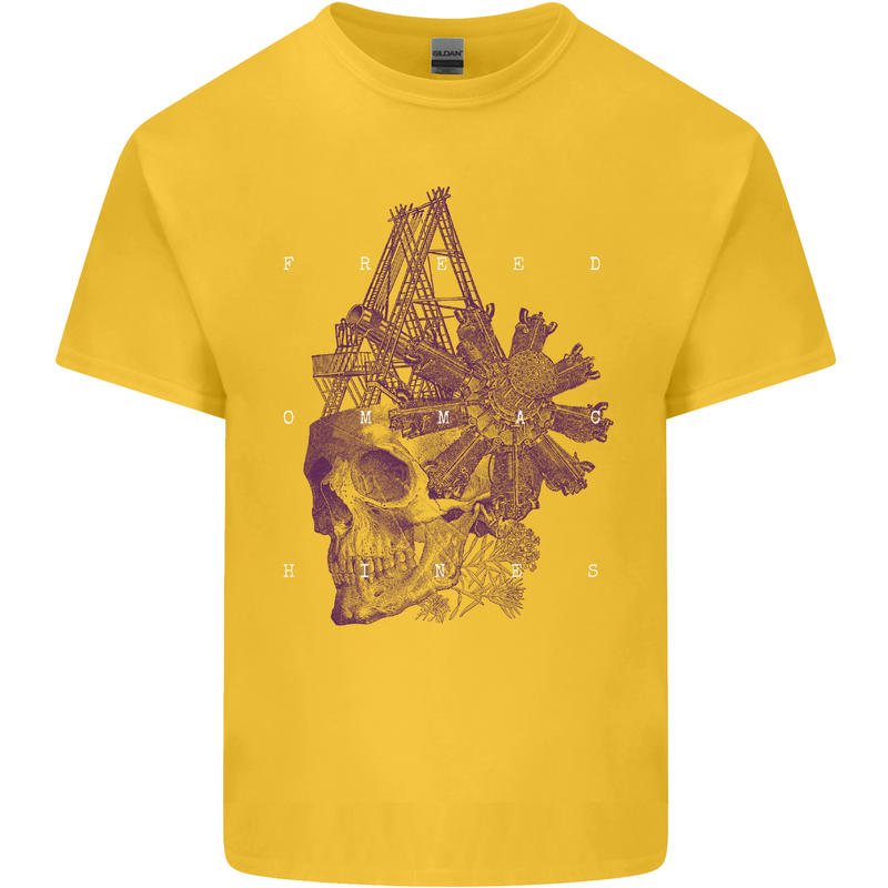 Freedom Machines Skull Kids T-Shirt Childrens Yellow