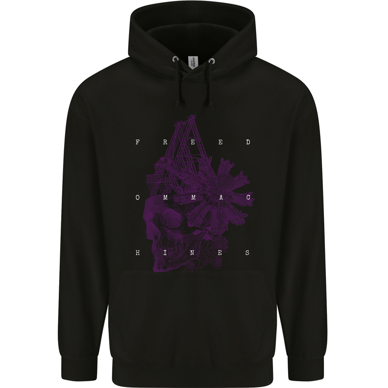 Freedom Machines Skull Mens 80% Cotton Hoodie Black
