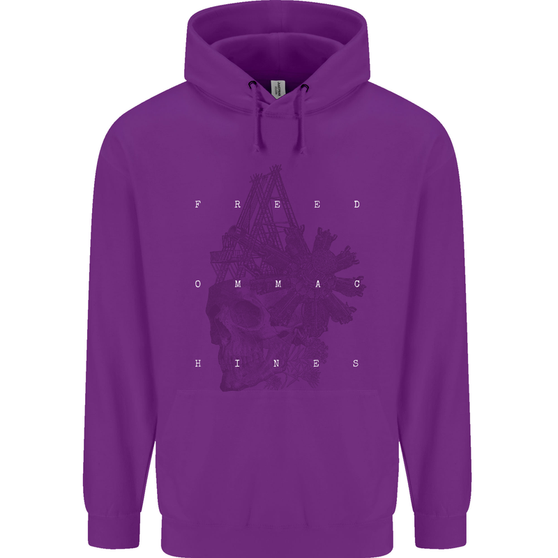 Freedom Machines Skull Mens 80% Cotton Hoodie Purple