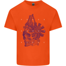 Freedom Machines Skull Mens Cotton T-Shirt Tee Top Orange