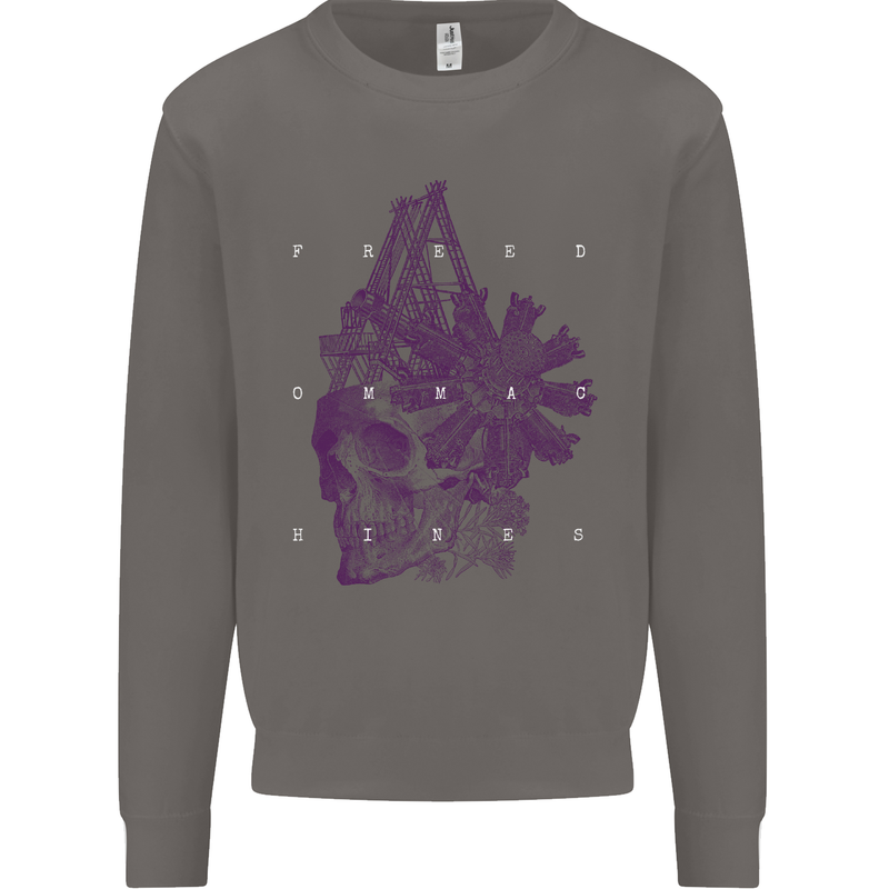Freedom Machines Skull Mens Sweatshirt Jumper Charcoal