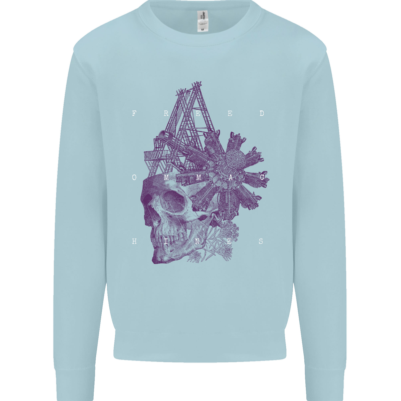 Freedom Machines Skull Mens Sweatshirt Jumper Light Blue