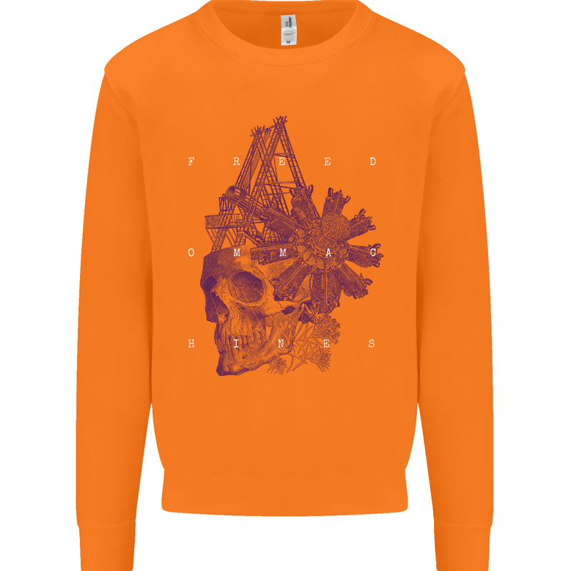 Freedom Machines Skull Mens Sweatshirt Jumper Orange