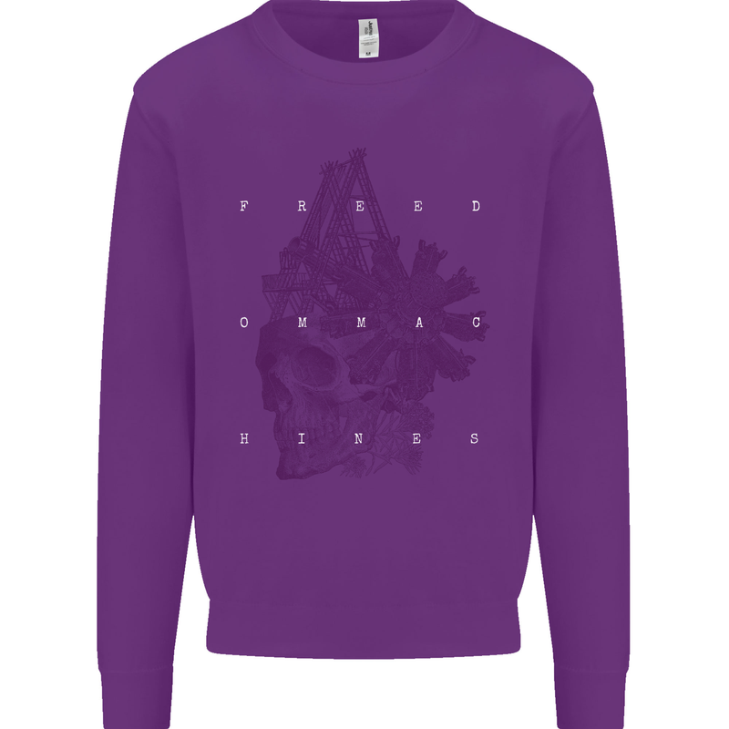 Freedom Machines Skull Mens Sweatshirt Jumper Purple
