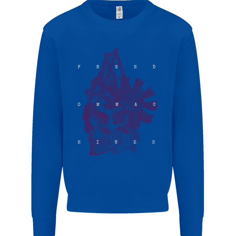 Freedom Machines Skull Mens Sweatshirt Jumper Royal Blue