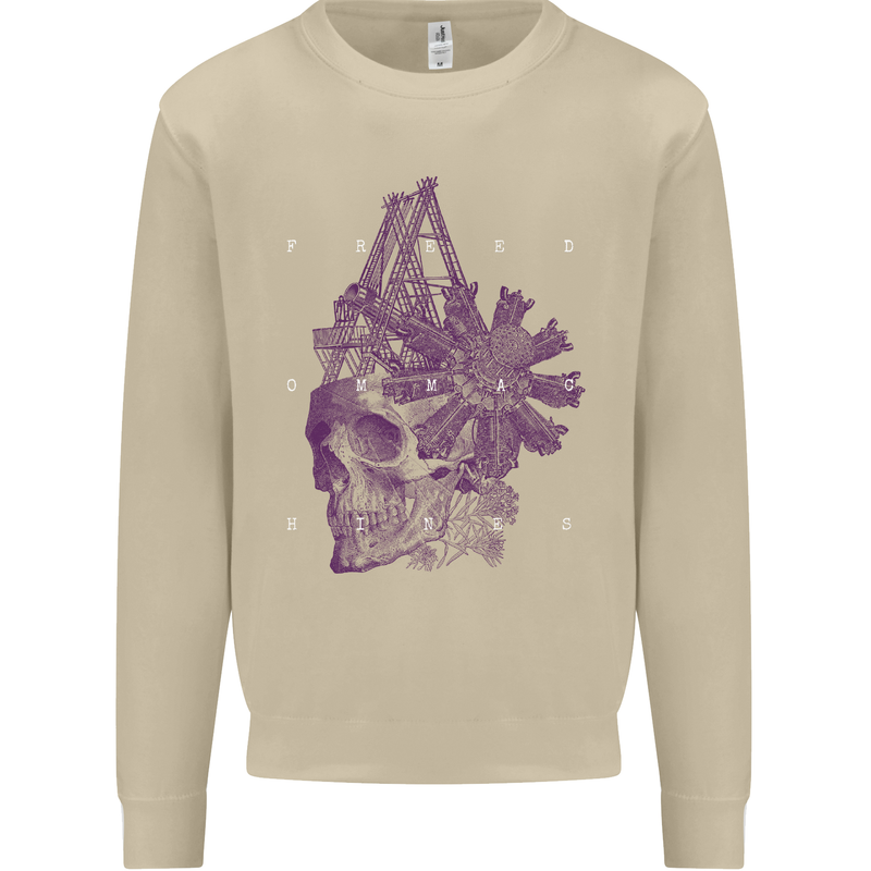 Freedom Machines Skull Mens Sweatshirt Jumper Sand