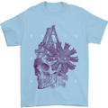 Freedom Machines Skull Mens T-Shirt Cotton Gildan Light Blue