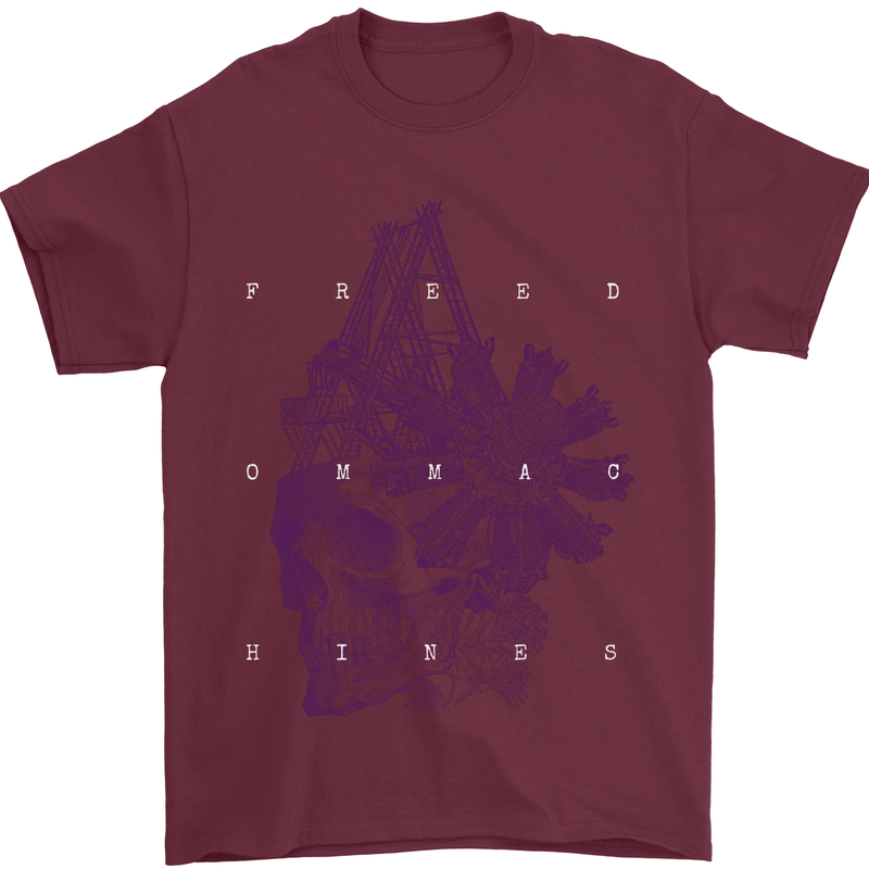Freedom Machines Skull Mens T-Shirt Cotton Gildan Maroon