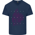 Freedom Machines Skull Mens V-Neck Cotton T-Shirt Navy Blue
