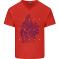 Freedom Machines Skull Mens V-Neck Cotton T-Shirt Red