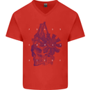 Freedom Machines Skull Mens V-Neck Cotton T-Shirt Red