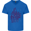 Freedom Machines Skull Mens V-Neck Cotton T-Shirt Royal Blue