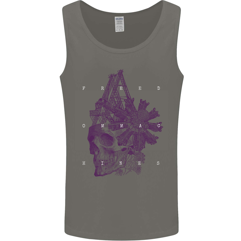 Freedom Machines Skull Mens Vest Tank Top Charcoal