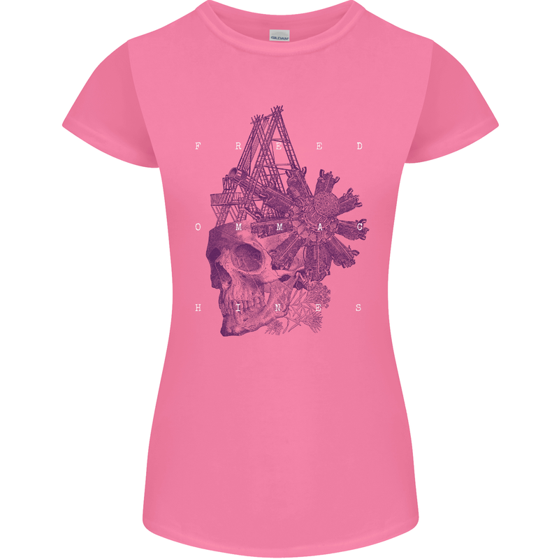 Freedom Machines Skull Womens Petite Cut T-Shirt Azalea