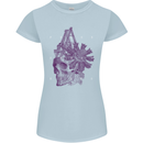 Freedom Machines Skull Womens Petite Cut T-Shirt Light Blue