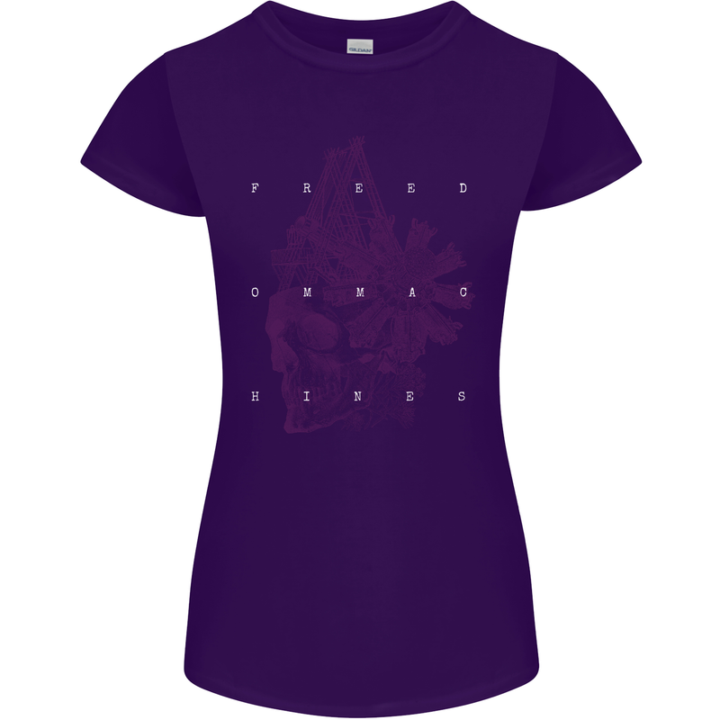 Freedom Machines Skull Womens Petite Cut T-Shirt Purple