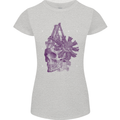 Freedom Machines Skull Womens Petite Cut T-Shirt Sports Grey