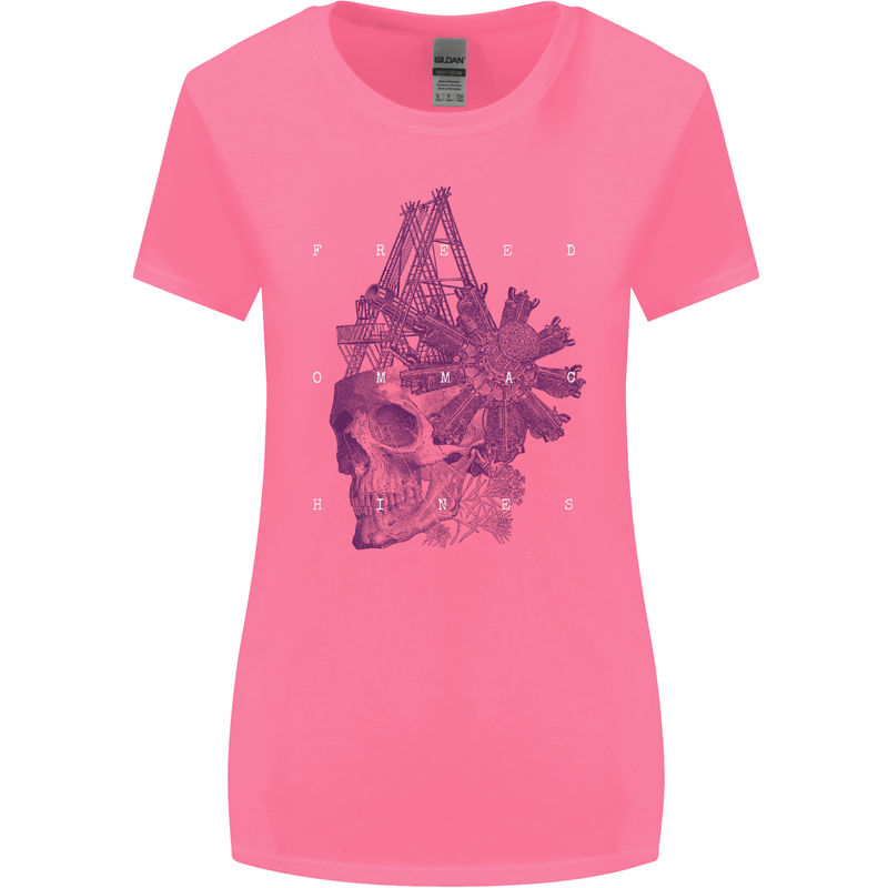 Freedom Machines Skull Womens Wider Cut T-Shirt Azalea