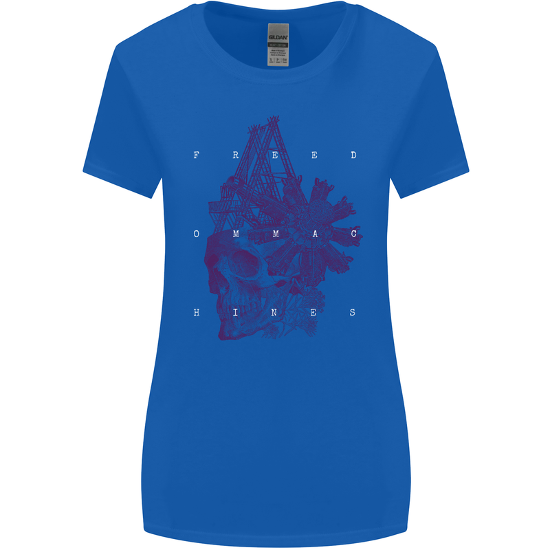 Freedom Machines Skull Womens Wider Cut T-Shirt Royal Blue