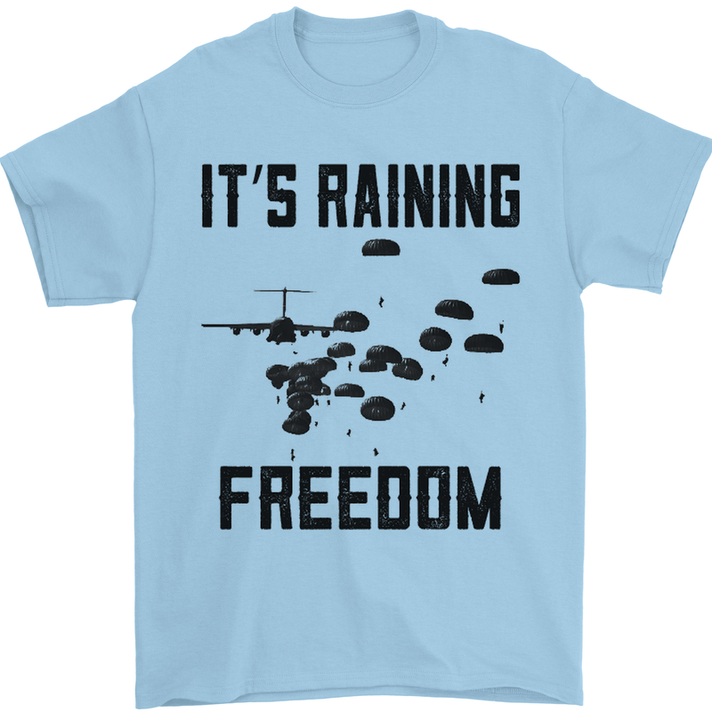 Freedom Parachute Regiment Para 1 2 3 4 10 Mens T-Shirt Cotton Gildan Light Blue