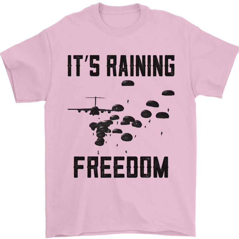 Freedom Parachute Regiment Para 1 2 3 4 10 Mens T-Shirt Cotton Gildan Light Pink