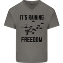 Freedom Parachute Regiment Para 1 2 3 4 10 Mens V-Neck Cotton T-Shirt Charcoal