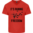 Freedom Parachute Regiment Para 1 2 3 4 10 Mens V-Neck Cotton T-Shirt Red