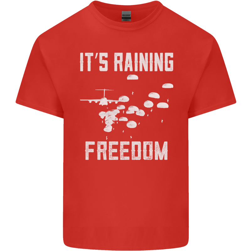 Freedom Parachute Regiment Para 1 2 3 4 SAS Mens Cotton T-Shirt Tee Top Red