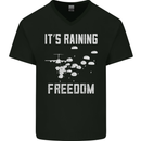 Freedom Parachute Regiment Para 1 2 3 4 SAS Mens V-Neck Cotton T-Shirt Black