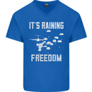 Freedom Parachute Regiment Para 1 2 3 4 SAS Mens V-Neck Cotton T-Shirt Royal Blue