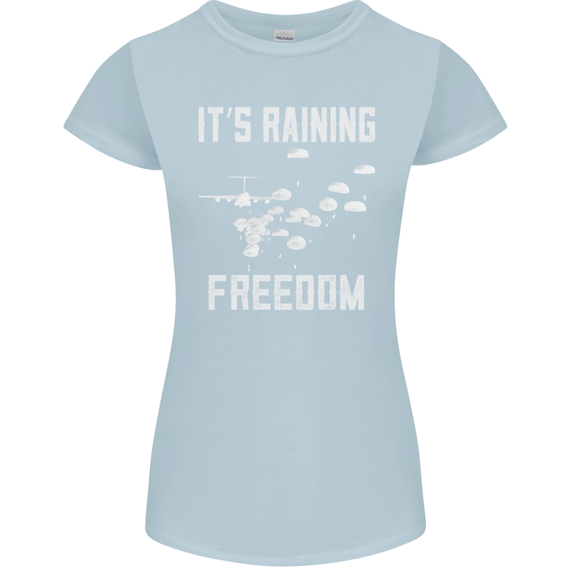 Freedom Parachute Regiment Para 1 2 3 4 SAS Womens Petite Cut T-Shirt Light Blue