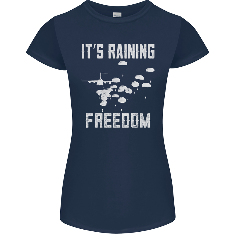 Freedom Parachute Regiment Para 1 2 3 4 SAS Womens Petite Cut T-Shirt Navy Blue